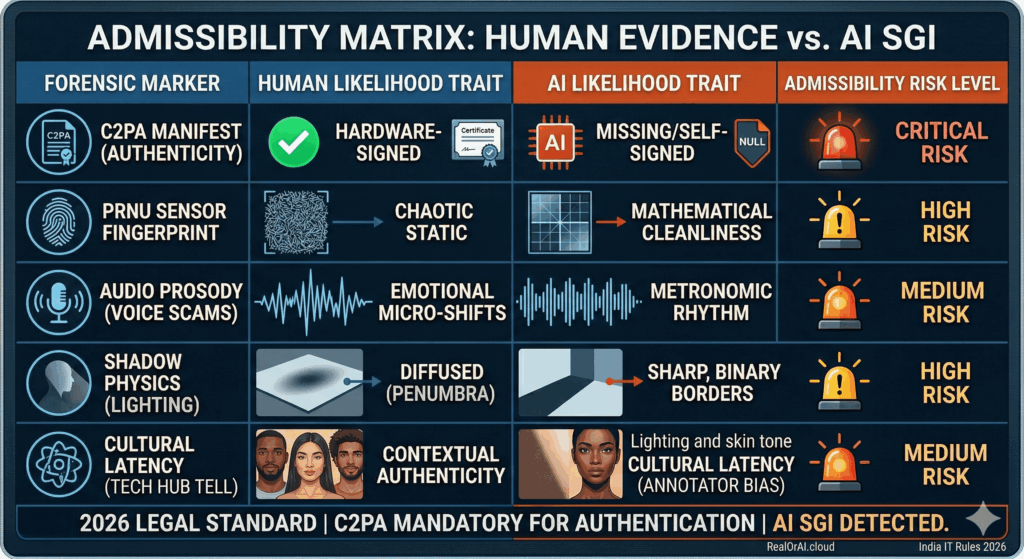 Admissibility Matrix: Human Evidence vs. AI SGI
