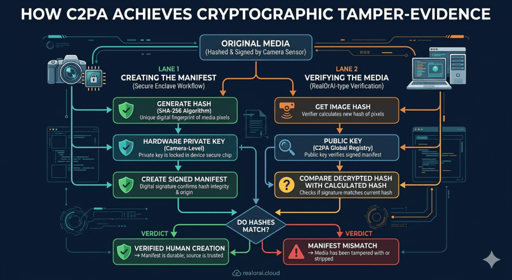realorai-cloud-how-c2pa-watermarking-achieves-tamper-evidence-manifest-schematic